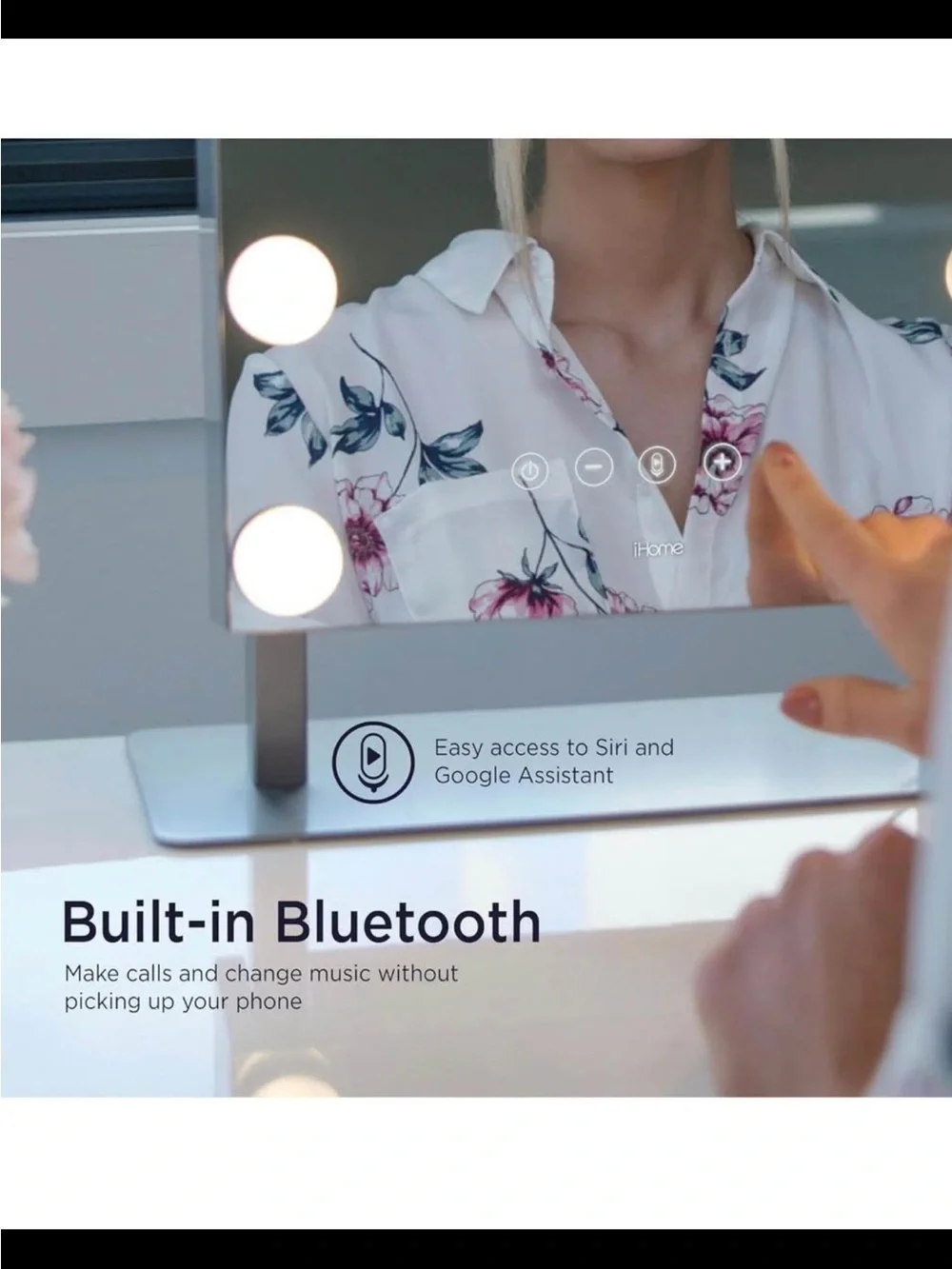 iHome Bluetooth LED Hollywood Vanity Mirror with Warm, Bright, Cool Lighting